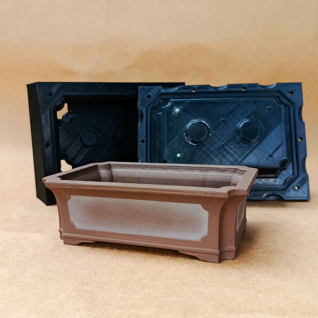 Bonsai pot with bonsai pot mold/mould (Small sized Deep Decorated pot)